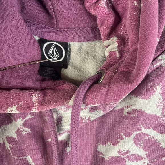 Volcom Sweatshirt Mens Large Hoodie Lavender Fleece Sweater Surf Skate Pullover - Picture 9 of 11